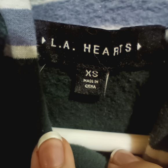 Green, White, Grey Striped Cropped Hoodie - XS - Picture 3 of 5